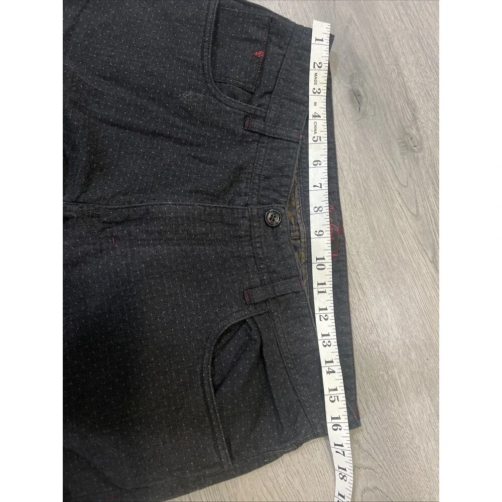 Robert Graham Mens Charcoal Grey Micro Dot Textured Cotton Straight Leg Pants 32